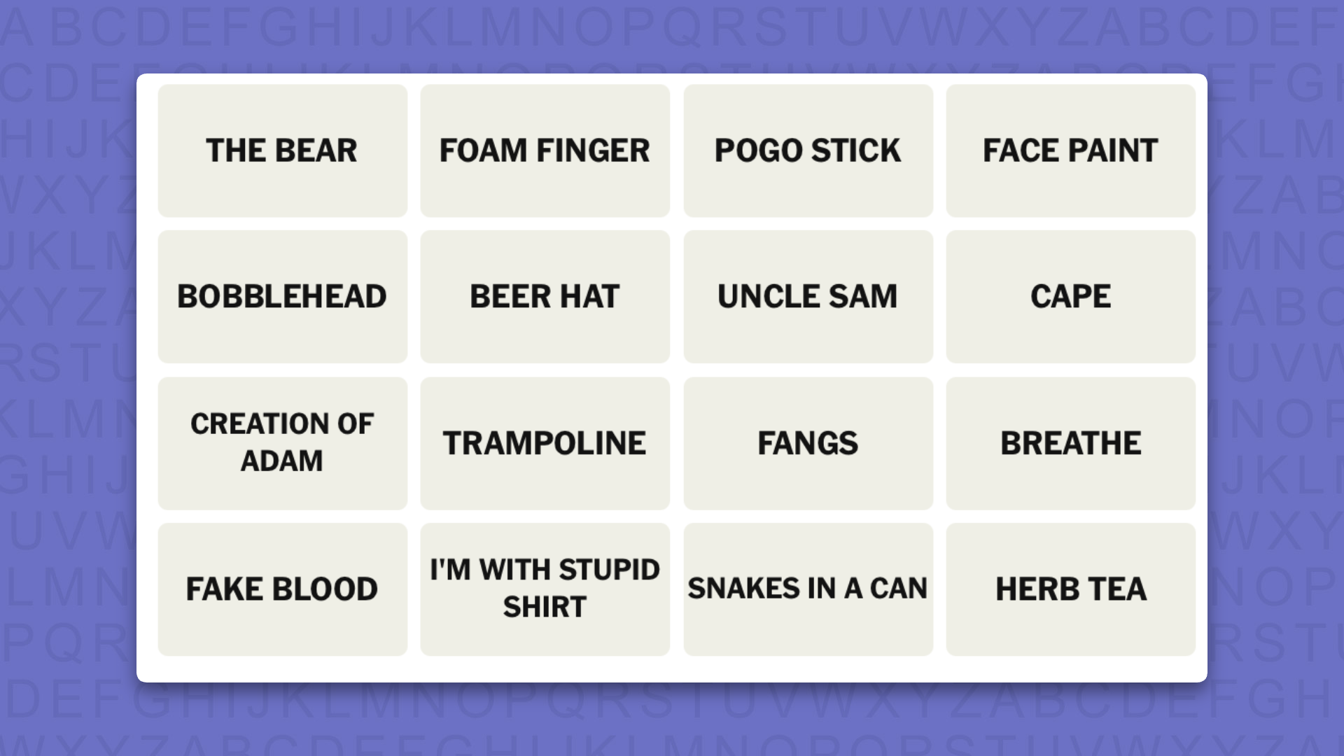 NYT Connections hints for game 1201 on a purple background