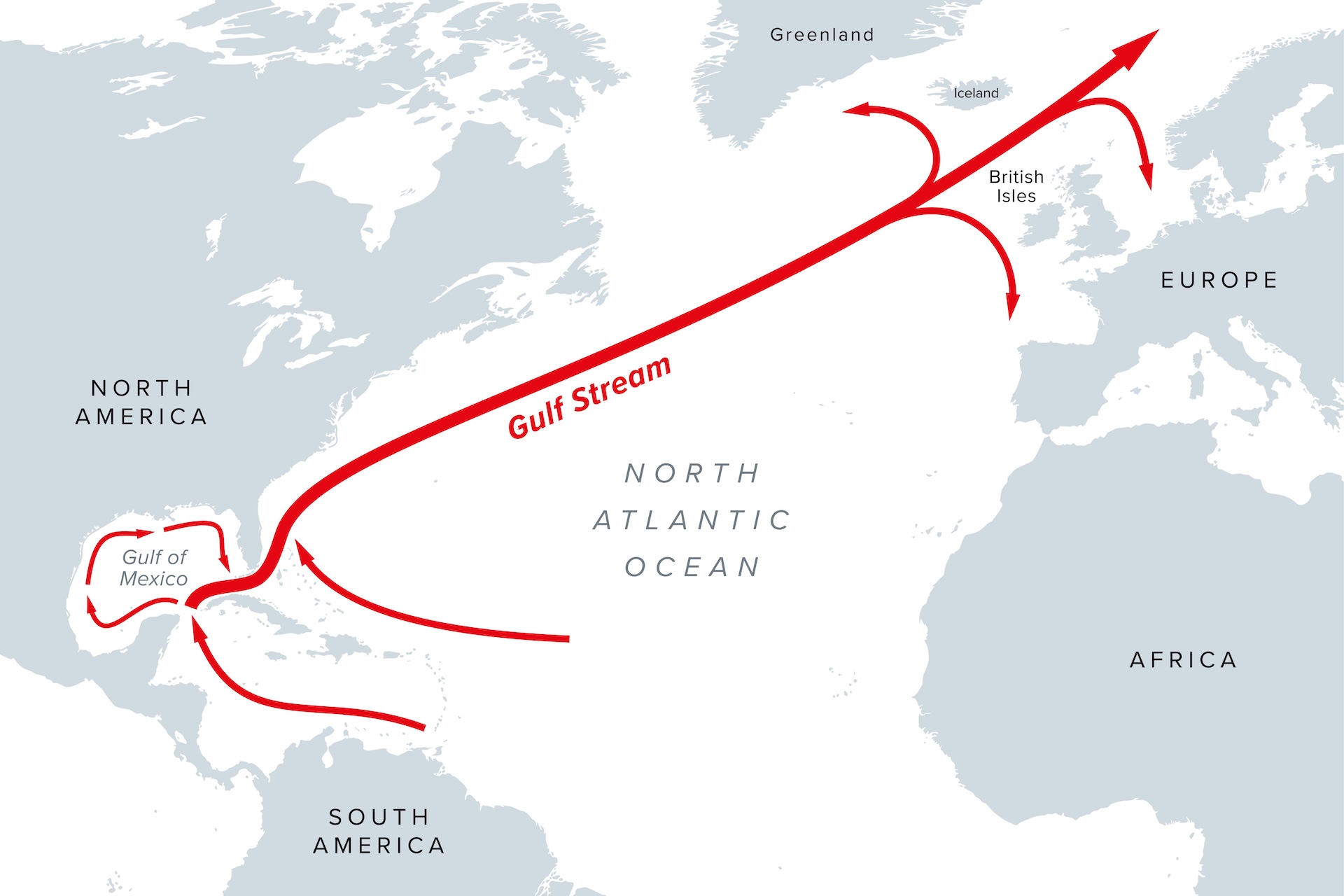 A diagram showing the Gulf Stream