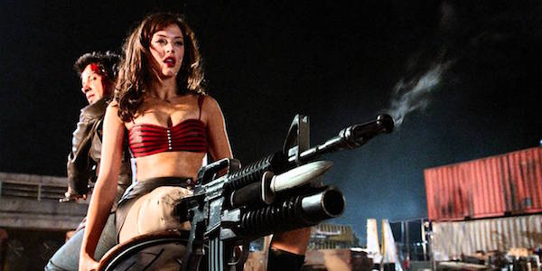 Rose McGowen and her riffle leg in Grindhouse