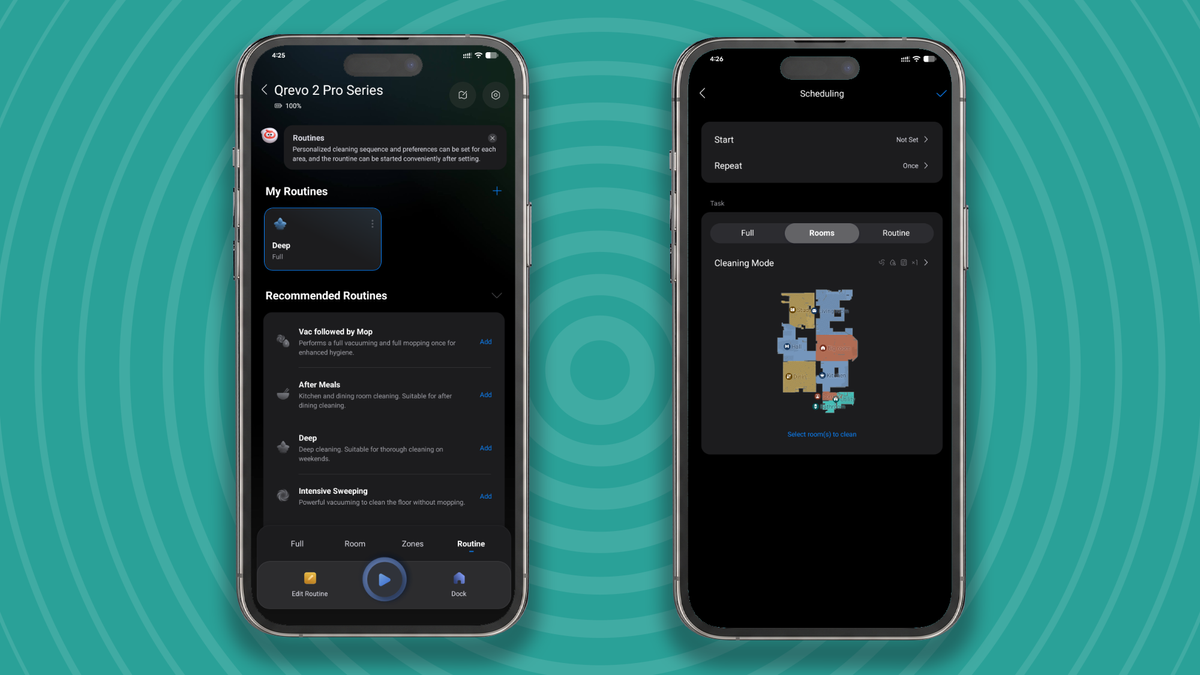 Routines and scheduling for Roborock Qrevo 2 Pro in app
