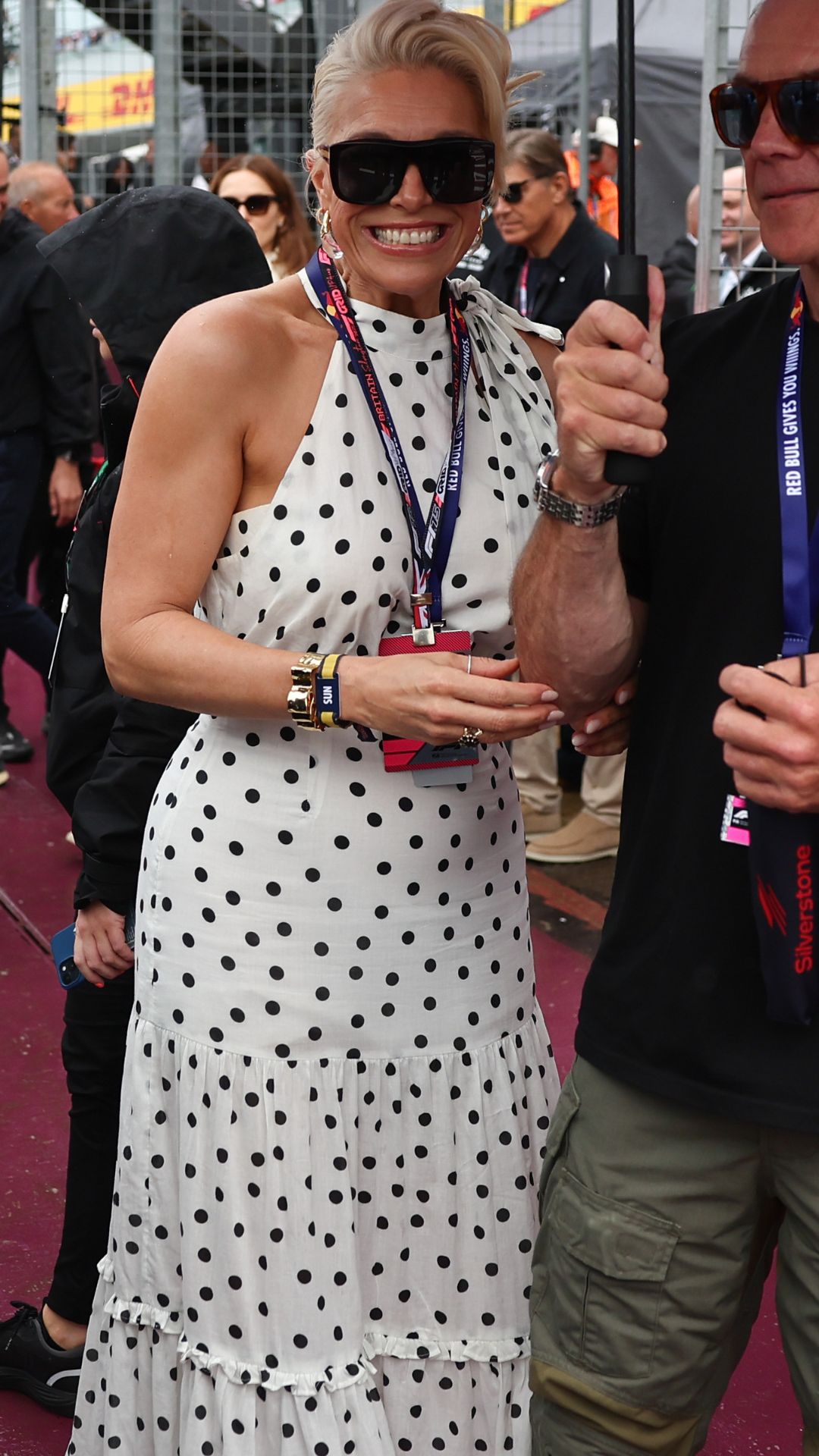 hannah waddingham wearing polka dots