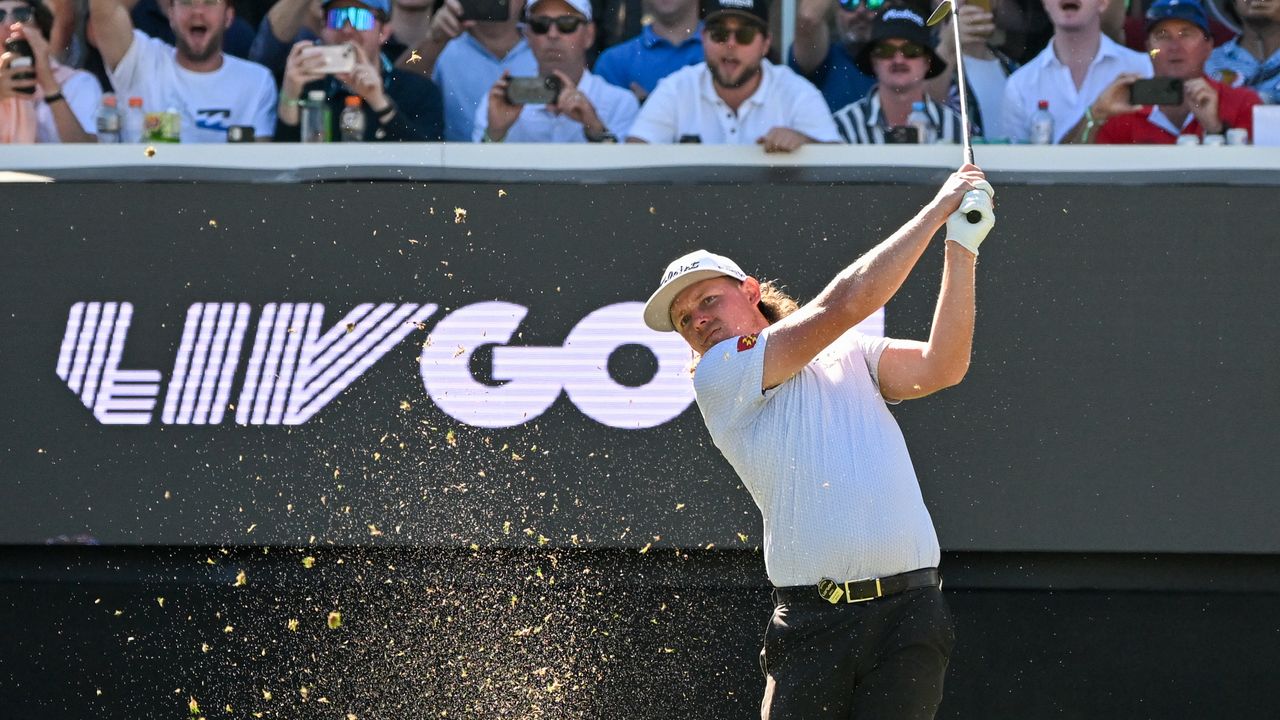 Cameron Smith takes a shot at the 2023 LIV Golf Adelaide tournament