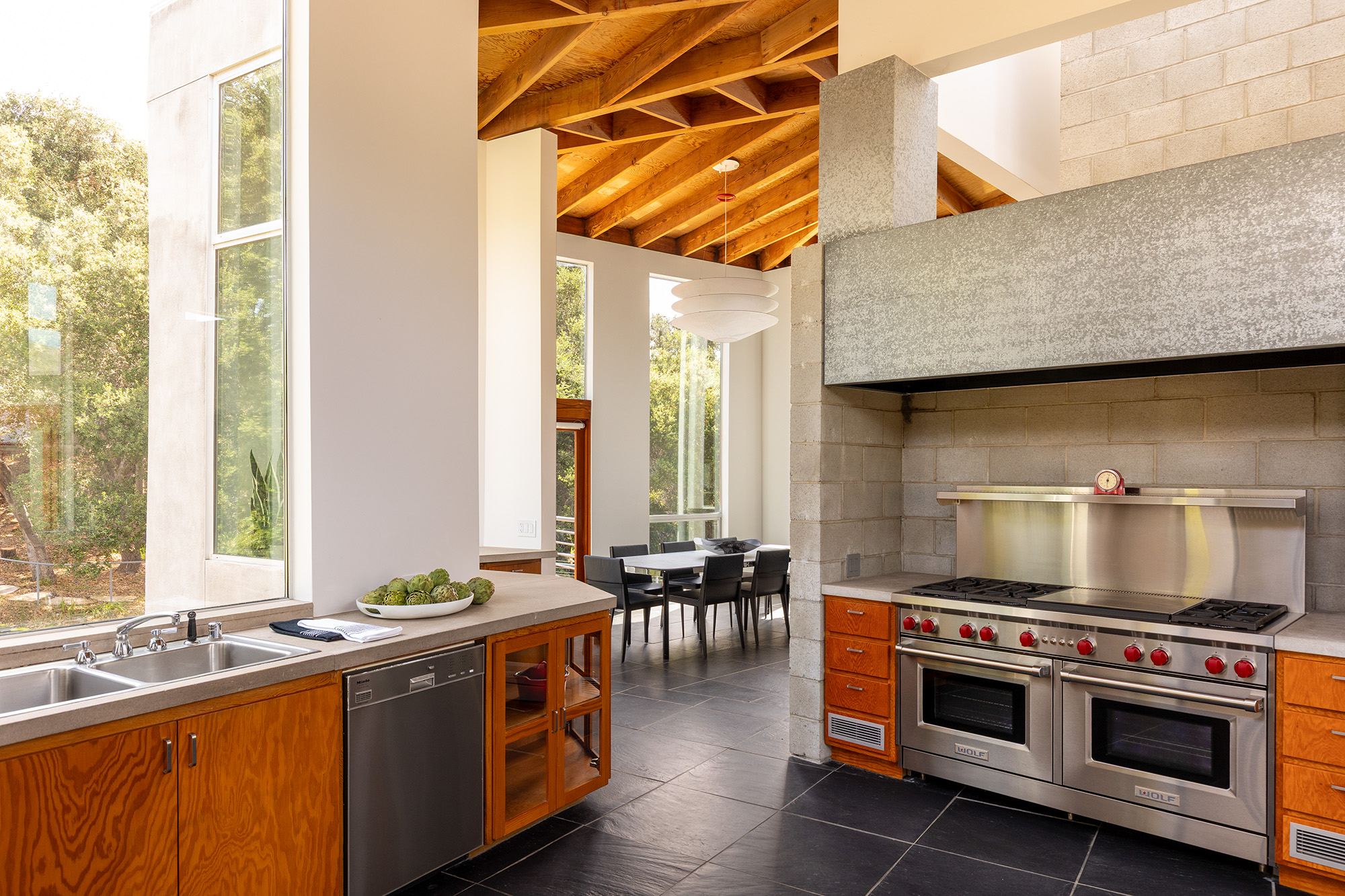 Sirmai-Peterson house, an early Frank Gehry design, with unusual volumes and sculptural composition