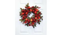 Wayfair Mixed Apple Pomegranate and Leaf on Natural Twig Base Styrofoam Wreath