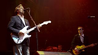 Eric Clapton and Joe Bonamassa perform on stage at the Royal Albert Hall on May 4, 2009 in London, England