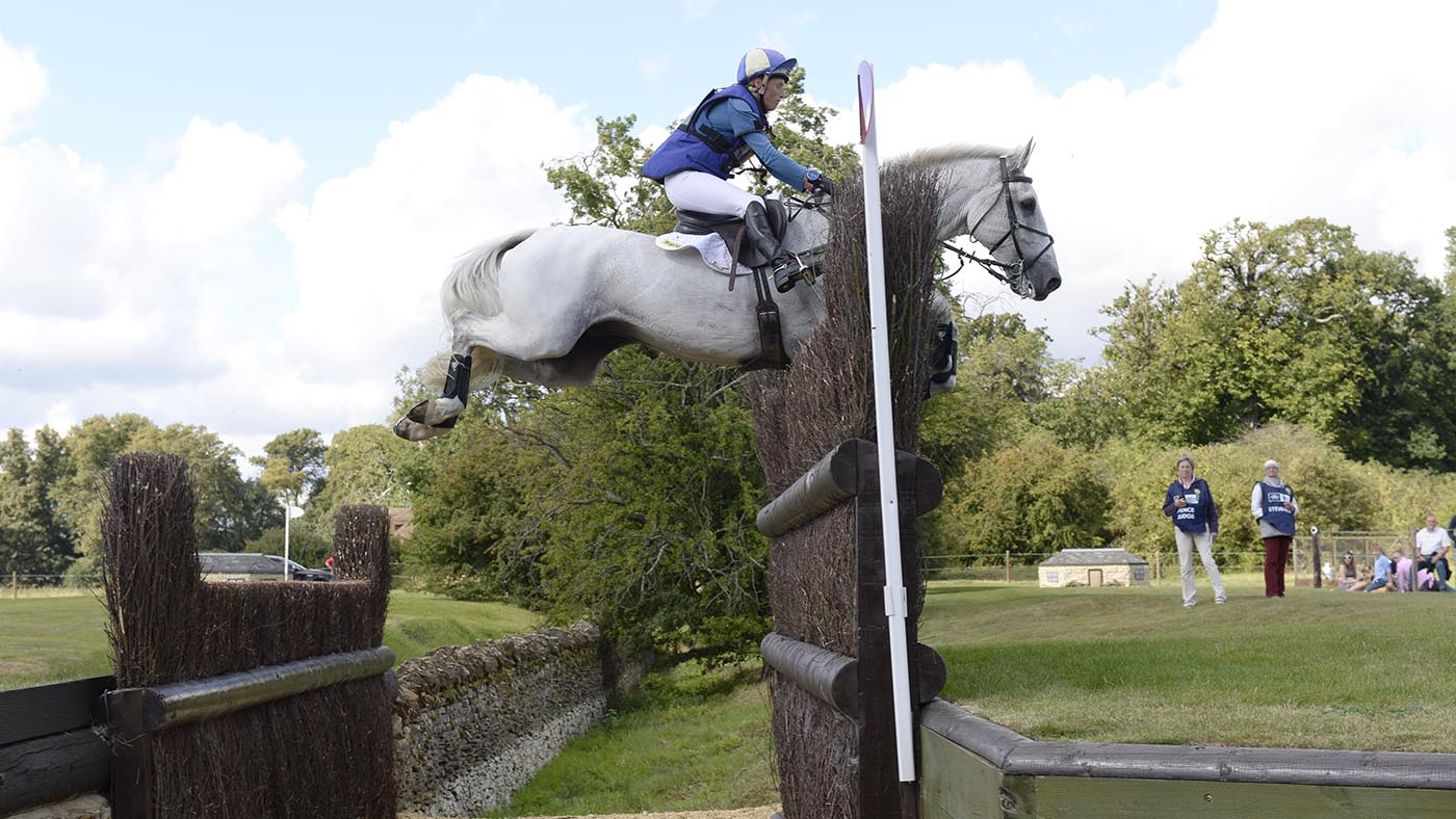 Louisa Milne Home pictured riding King Eider at Burghley Horse Trials