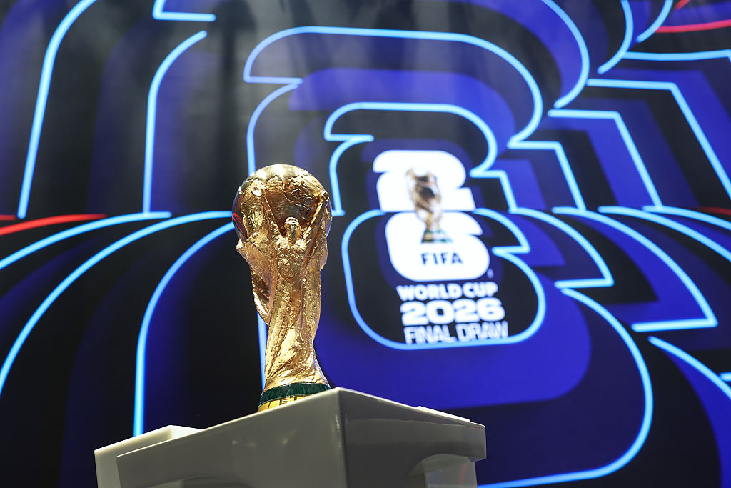 World Cup 2026 draw: The FIFA World Cup Trophy is seen on stage at the Kennedy Center ahead of the FIFA World Cup 2026 Official Draw on December 03, 2025 in Washington, DC.