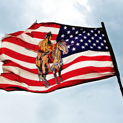 Flag, Blue, Daytime, Sky, Cloud, Flag of the united states, Photograph, Atmosphere, Pole, Cumulus, 