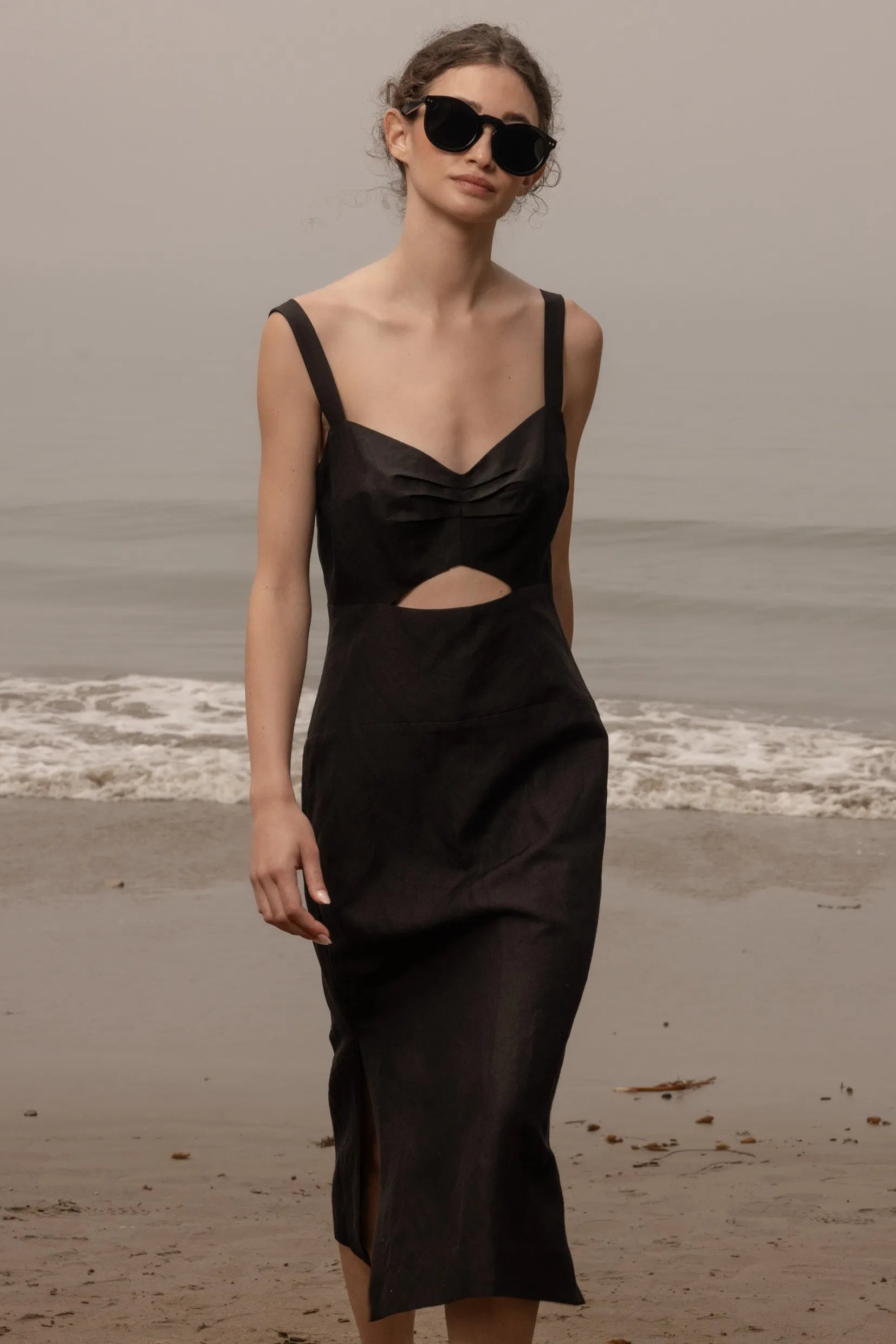 Como Dress - Noir Silk &amp;amp; Hemp
