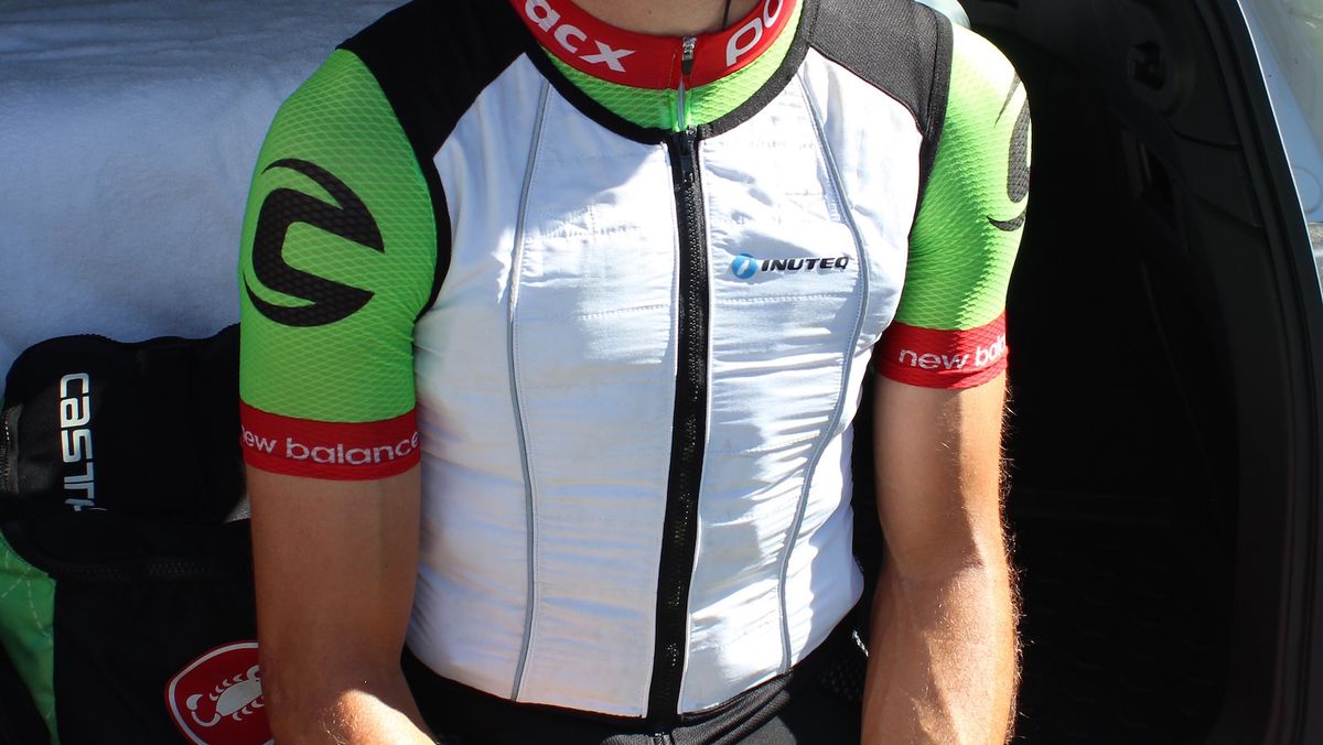 Cannondale-Drapac riders were also wearing ice vests in the 40+ celsius heat