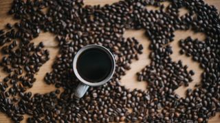 The year 2025 spelled out in coffee beans