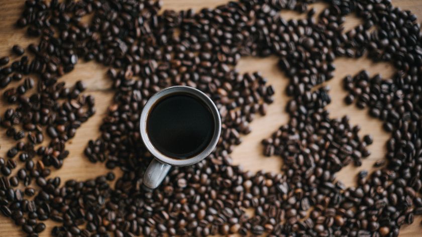 The year 2025 spelled out in coffee beans