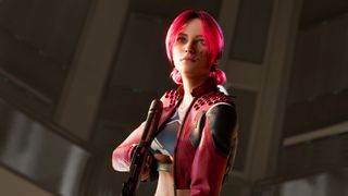 The pink-haired, gun-toting heroine of action game Spine.