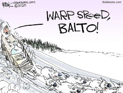 Editorial Cartoon U.S. COVID vaccine Operation Warp Speed