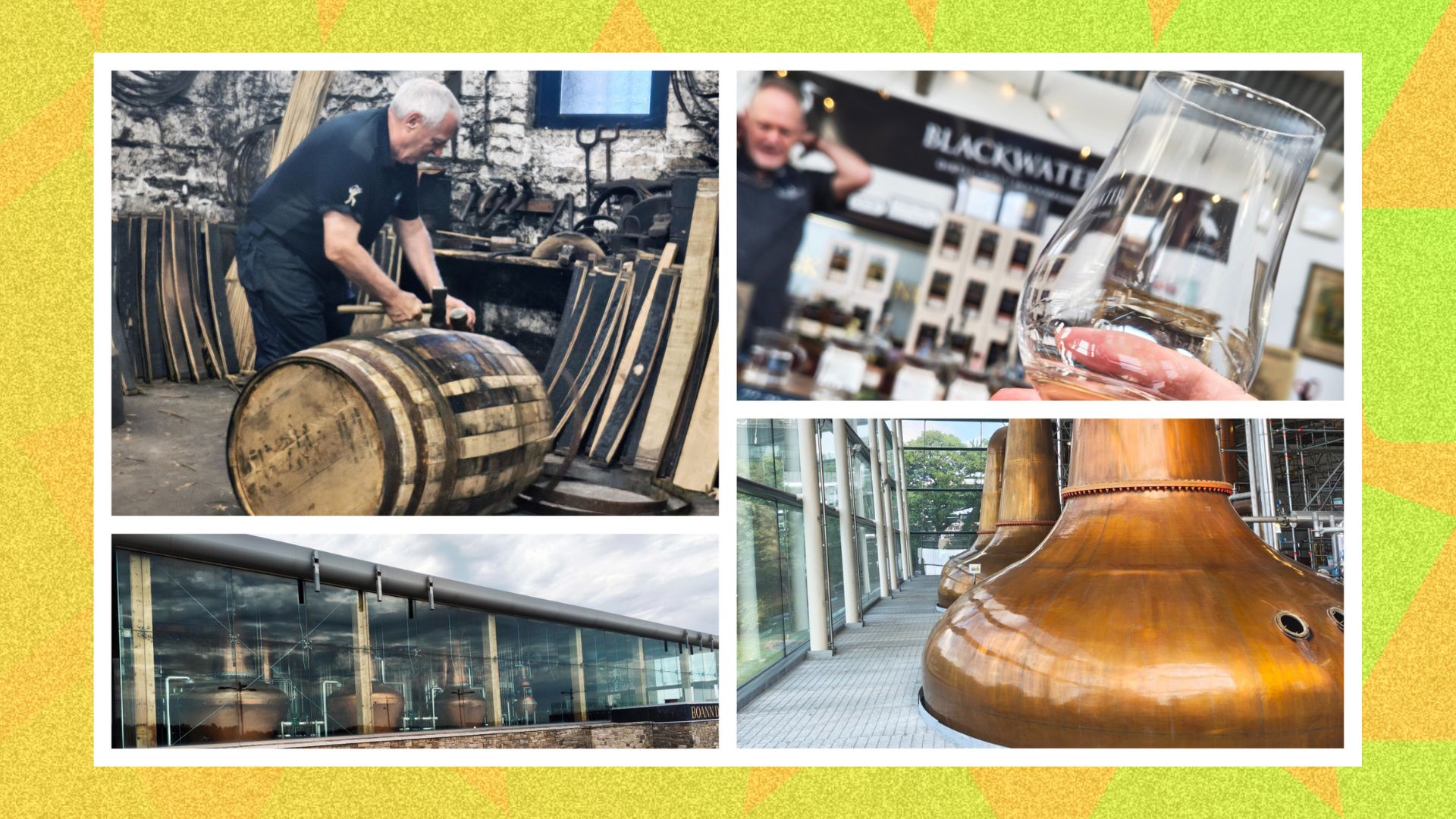 A selection of images of various Irish distilleries.