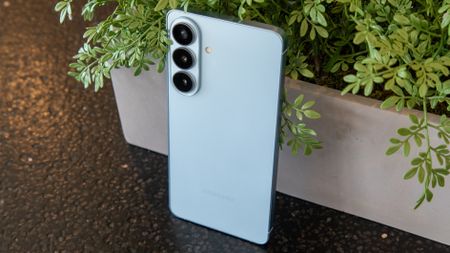 Galaxy S26 Plus in front of a planter