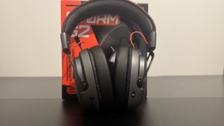 The OXS Storm G2 gaming headset on a black table