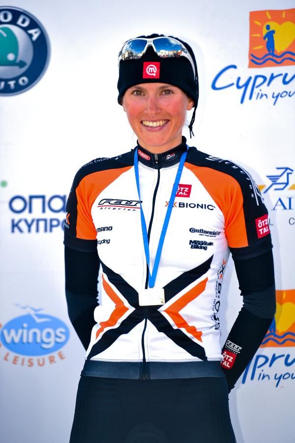 Blaza Klemencic (Felt Otztal X-Bionic) on the podium in second place.