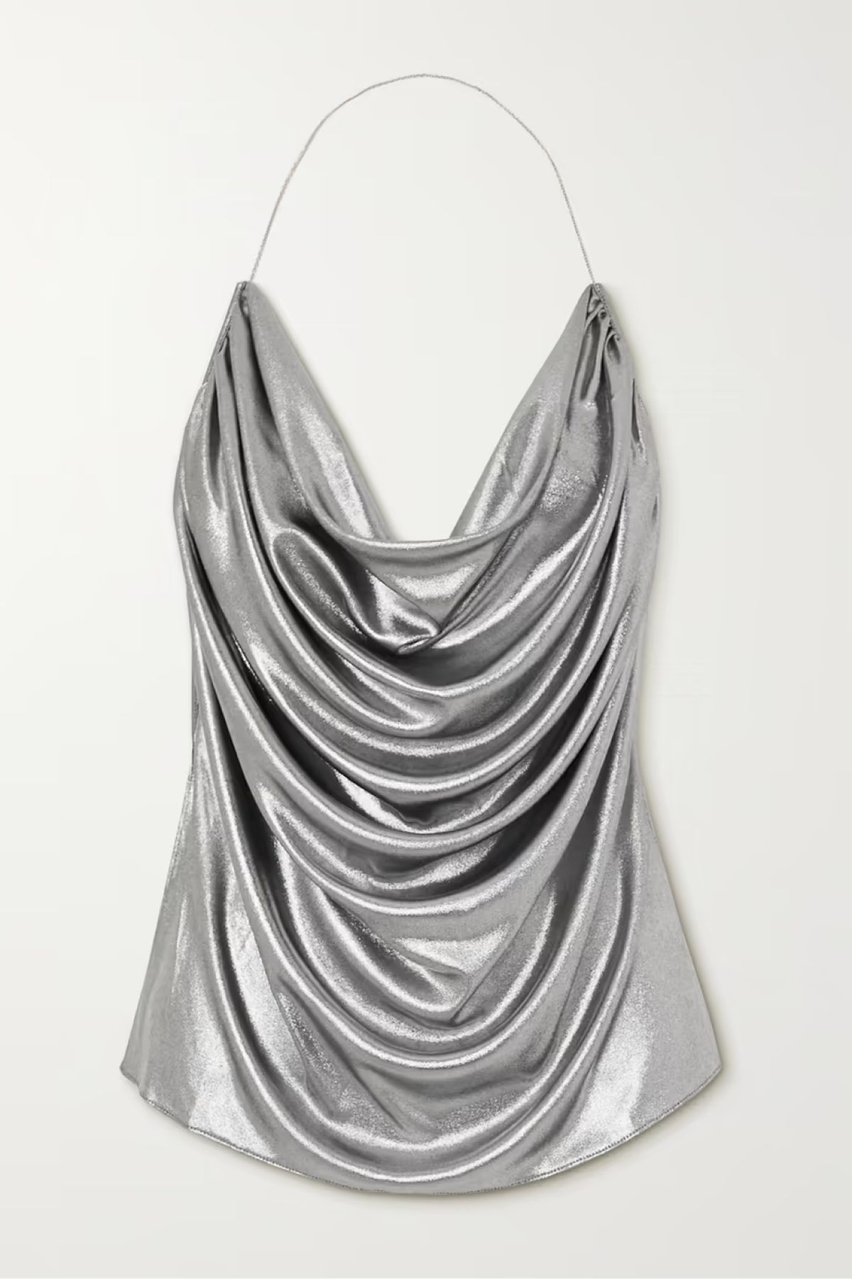 Loewe Draped Halterneck Open-Back Lamé Camisole