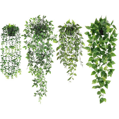 set of four faux plants