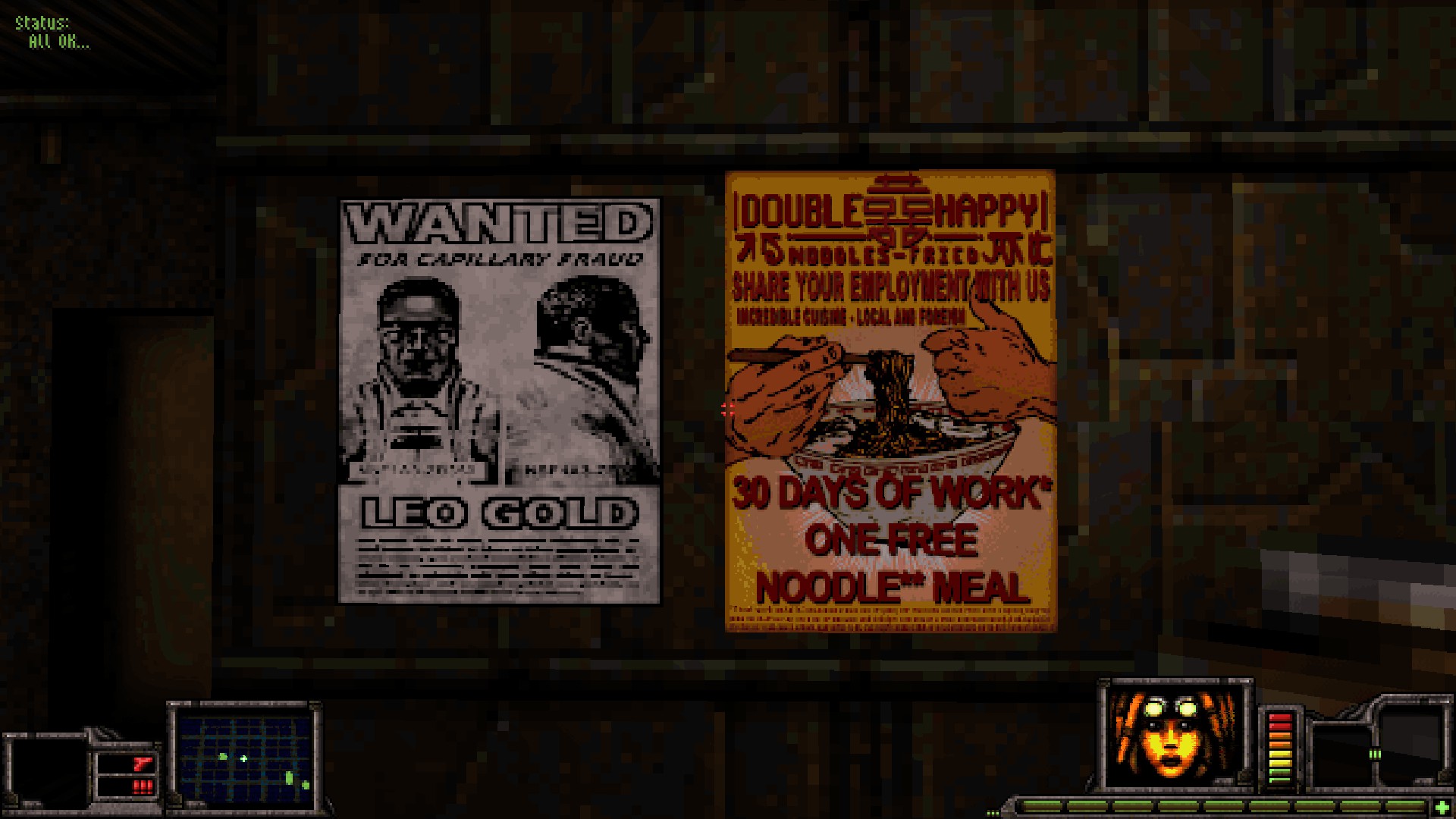 Référence Deus Ex dans Fortune's Run: Wanted affiche pour "Lion d'or" un antagoniste de la mission Liberty Island de DX