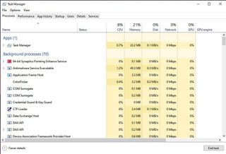 Windows 10 version 20H2 RAM usage