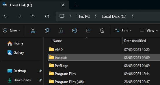 inetpub folder in Windows 11