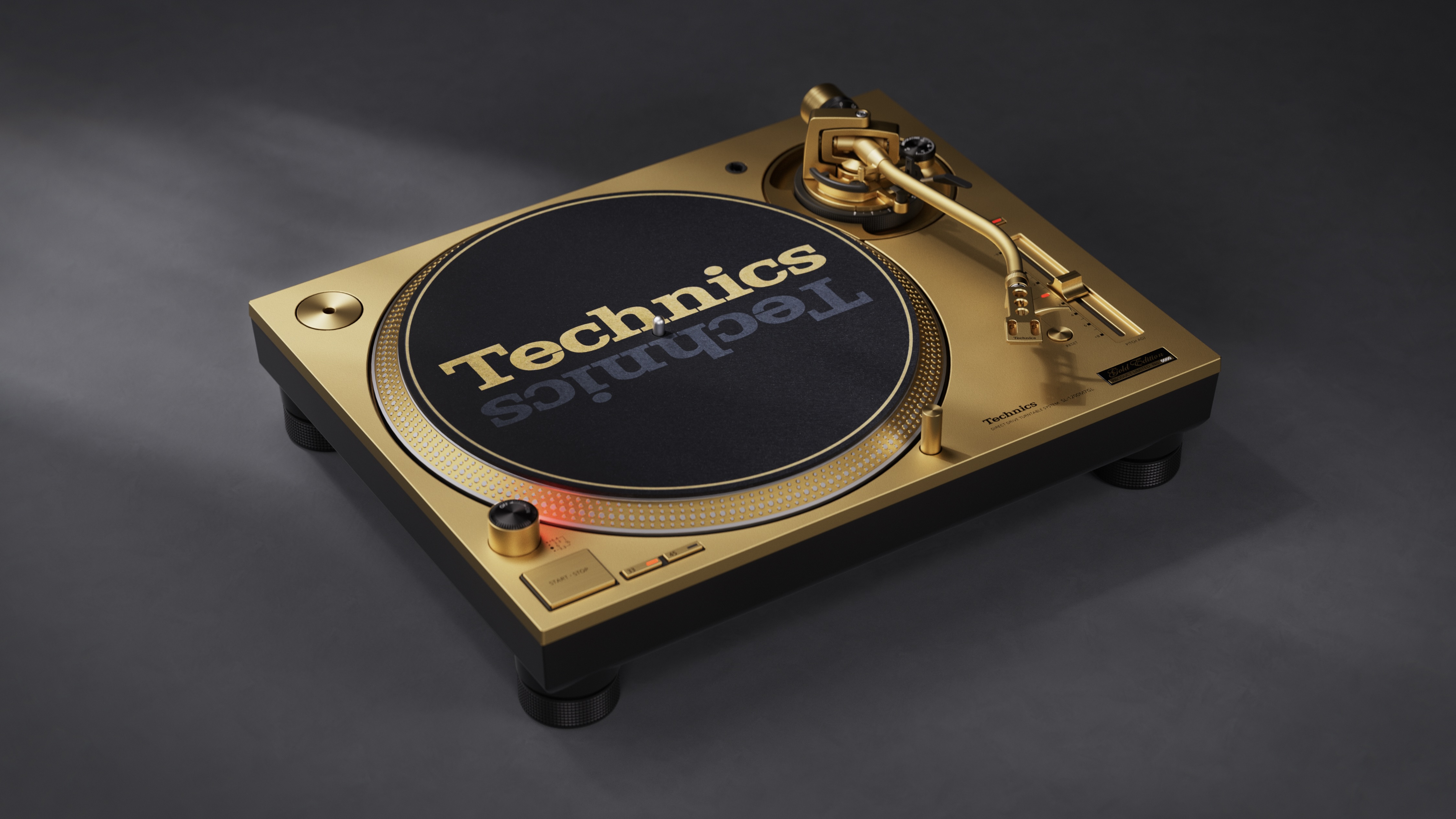 Technics SL-1200 55th Anniversary limited edition in gold on grey background