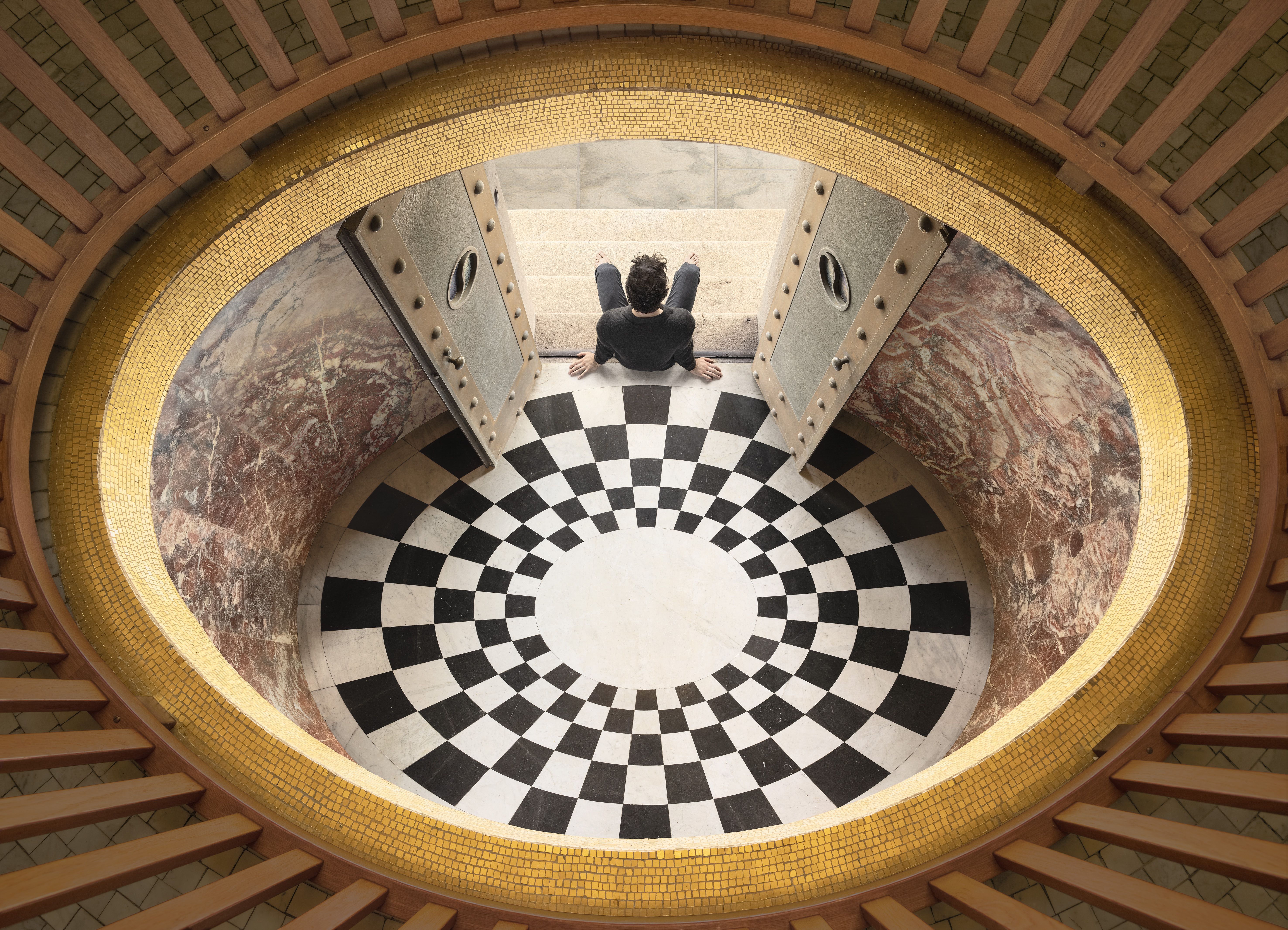 black and white floor at Villa Karma by Jaime Welsh