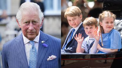The tradition King Charles could uphold revealed. Seen here are King Charles, Prince George, Charlotte and Louis at separate occasions