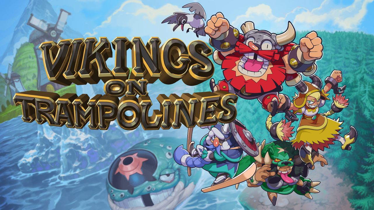 Screenshot from videogame Vikings on Trampolines.