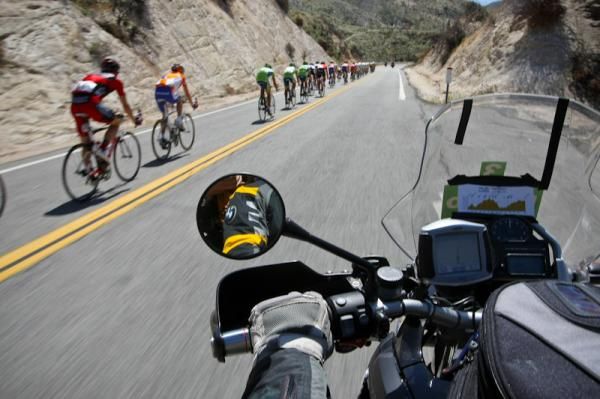 Our photographer just wanted to show off that his ride is quicker than the professional's bikes.