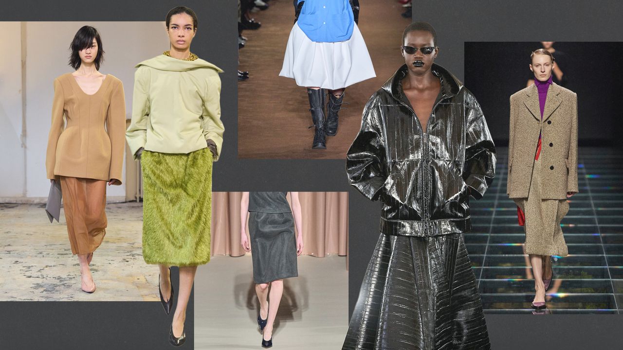 models walk the fall/winter 2024 runway in the season&#039;s top skirt trends