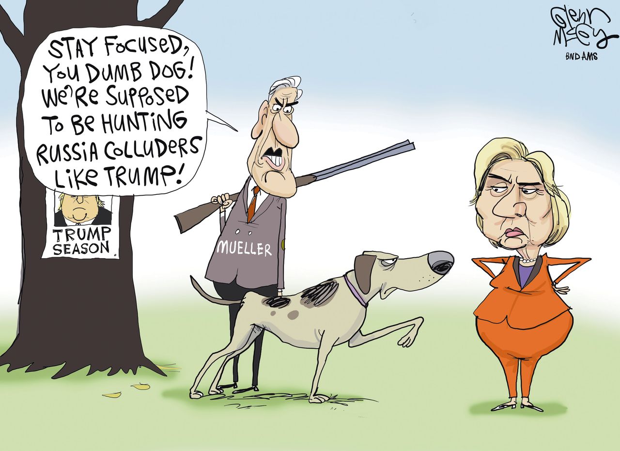 Political cartoon U.S. Hilary Russia Mueller investigation