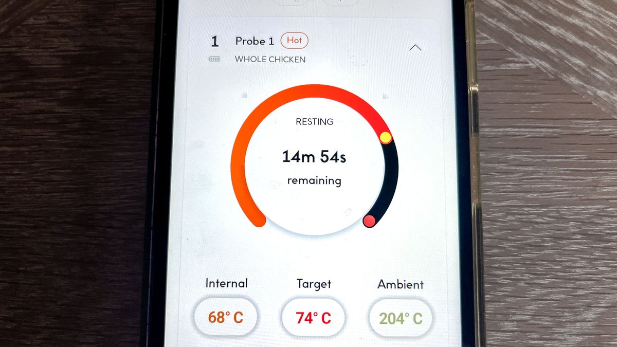 Chef iQ smart thermometer cooking a whole chicken