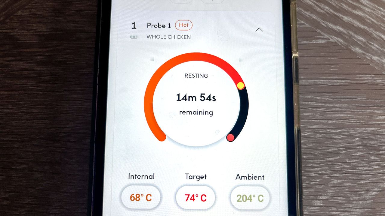 Chef iQ smart thermometer cooking a whole chicken