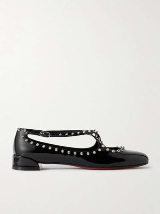 Pilouta Jane Spike Studded Patent-Leather Ballet Flats