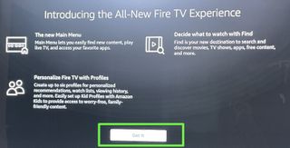 fire tv setup new features screen for updated Fire TV OS