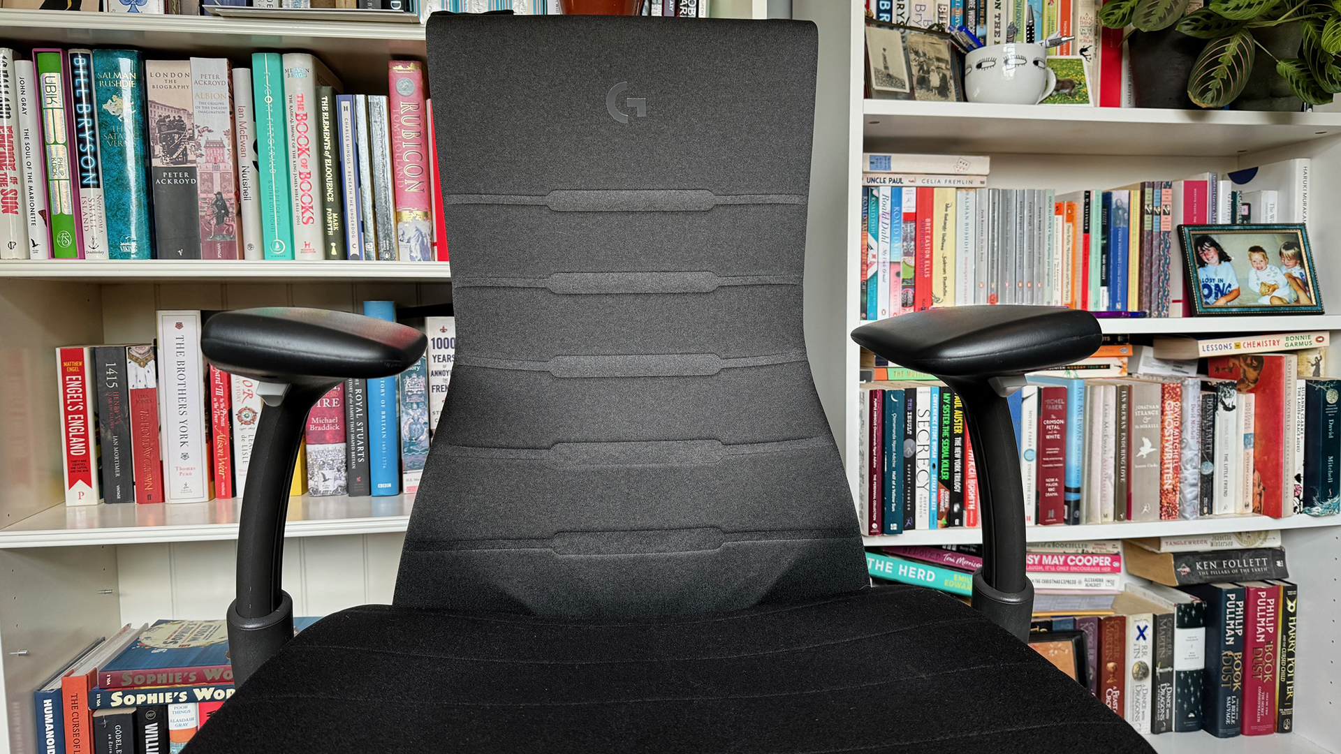The Herman Miller Embody's arm rests pulled up fully.