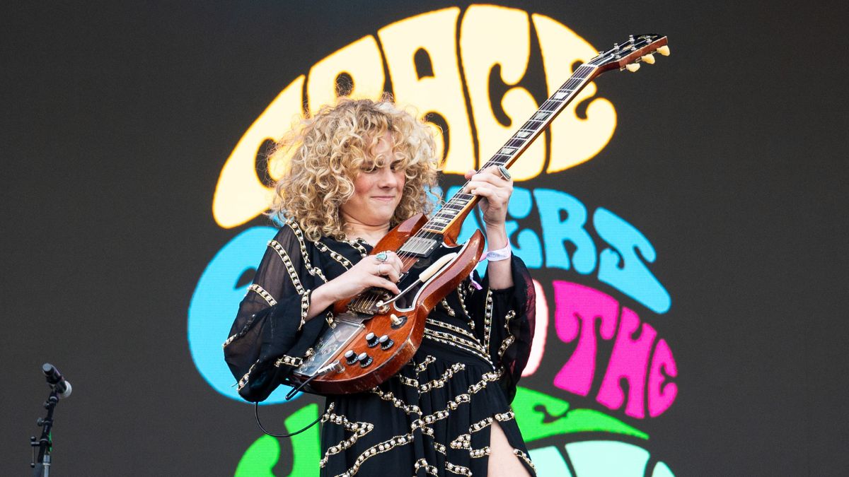 Grace Bowers wields her Gibson SG onstage