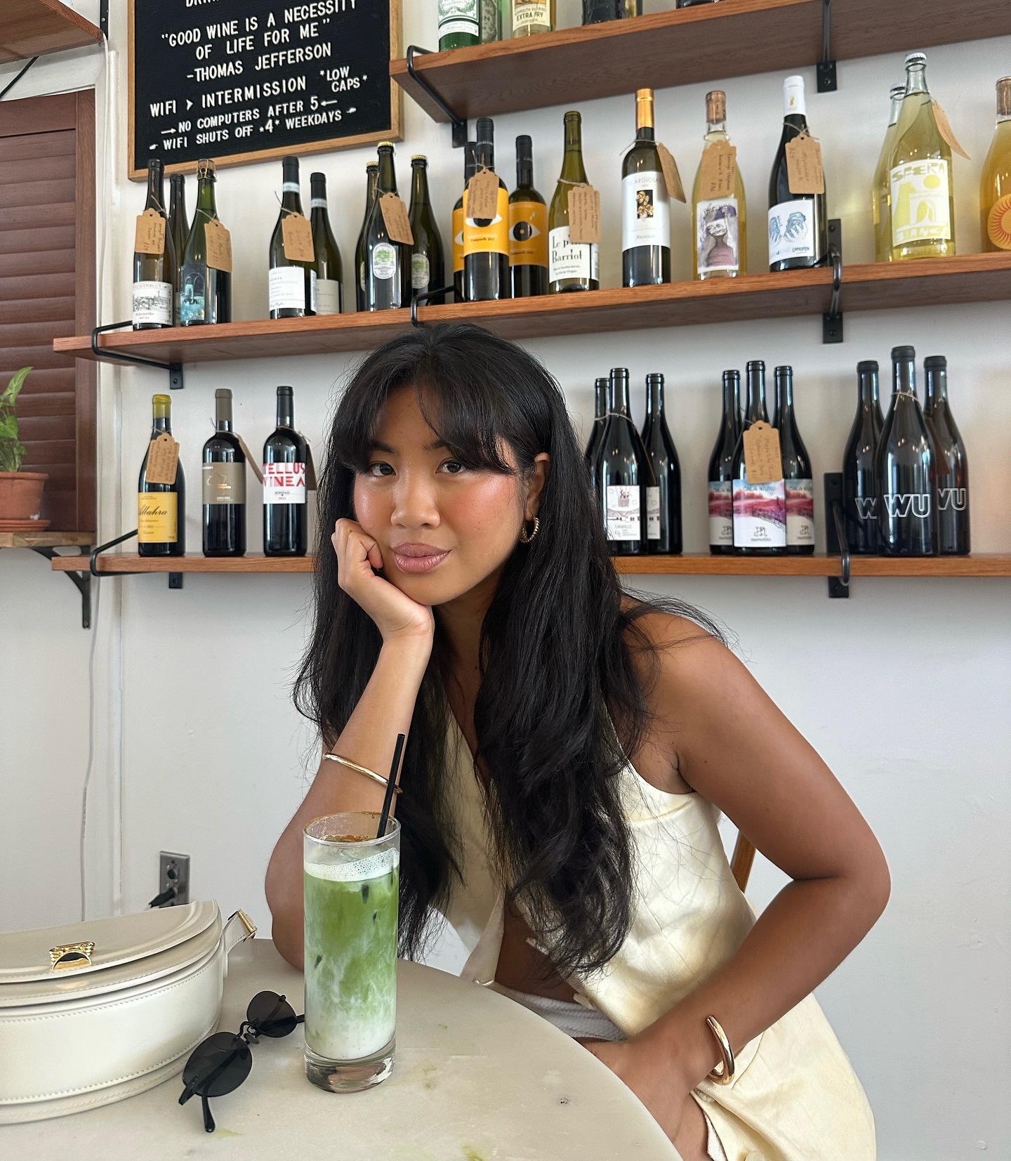Jeannine wearing a simple and soft cuff bracelet