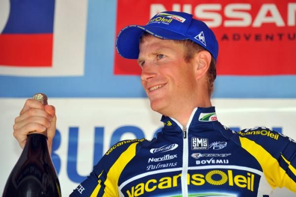 Lieuwe Westra (Vacansoleil-DCM) on the podium at Tour of Belgium