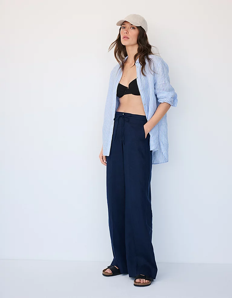 the white company, Linen Wide Drawstring Trousers