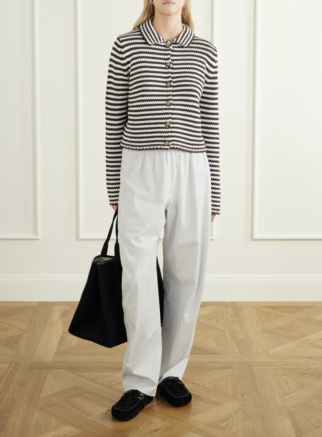 la ligne striped sweater jacket