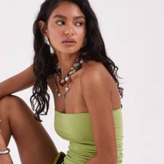 Woman in green top
