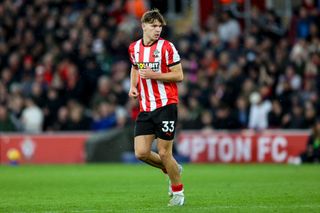 SOUTHAMPTON, ENGLAND - NOVEMBER 24: Tyler Dibling of Southampton during the Premier League match between Southampton FC and Liverpool FC at St Mary's Stadium on November 24, 2024 in Southampton, England. (Photo by Robin Jones/Getty Images) Chelsea