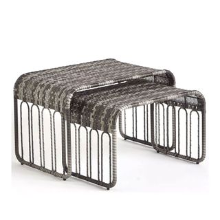 Grey poly rattan nesting tables