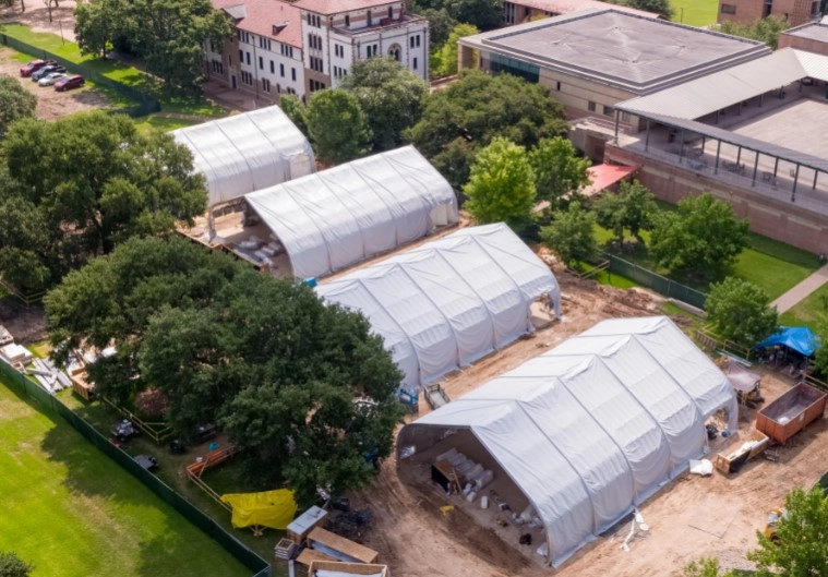 Tents on Rice University campus