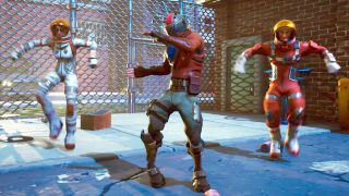 Three of Fortnite Battle Royale's new skins: two astronauts and one Star, er, Rust Lord.