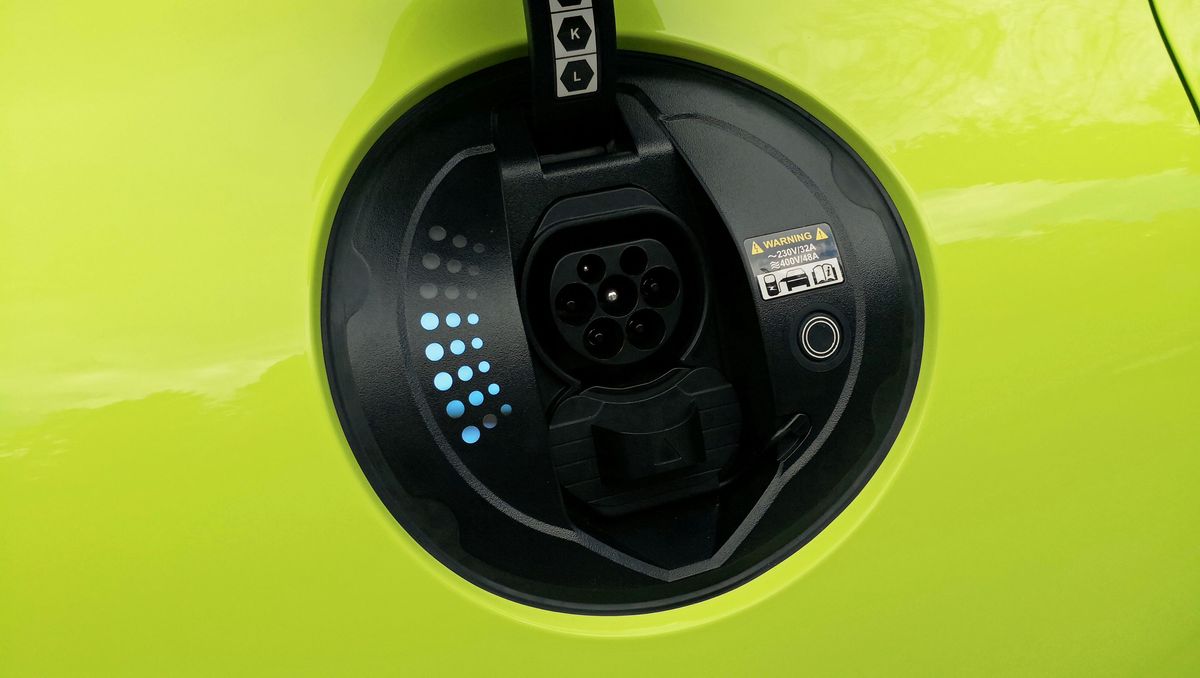 Close-up of EV charging port